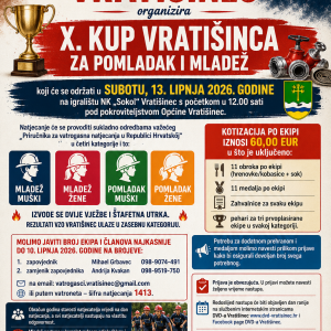 Raspis za X. kup Vratišinca za pomladak i mladež